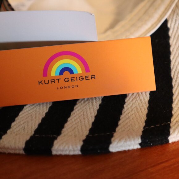 Kurt Geiger Black & White Striped Bucket Hat - Picture 4 of 6